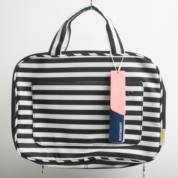 bagsmart Handbags - NWT Bagsmart Black and White Stripes Toiletry Bag
